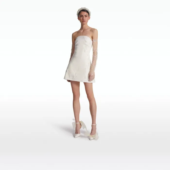 Safiyaa Rowan Ivory And Fern Embroidery Short Dress Women Dresses