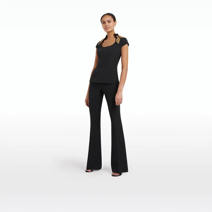 Safiyaa Ruba Black Embroidered Top Women Tops