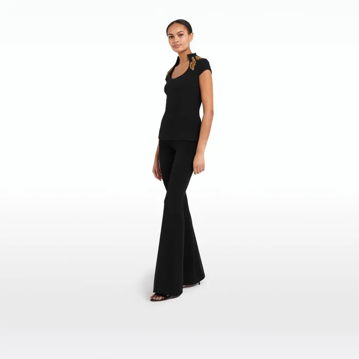 Safiyaa Ruba Black Embroidered Top Women Tops