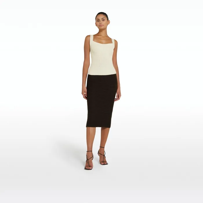Safiyaa Sabah Dark Mocha Crochet Skirt Women Skirts