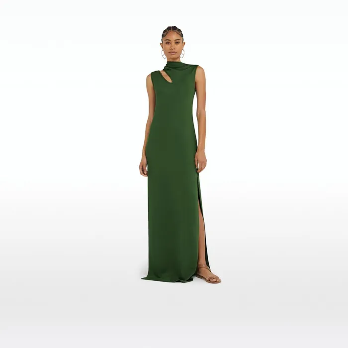 Safiyaa Sage Moss Green Long Dress Women Dresses