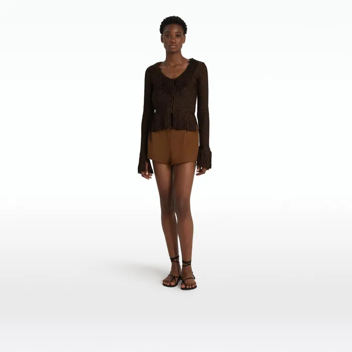 Safiyaa Scarlett Deep Brown Knit Jacket Women Knitwear
