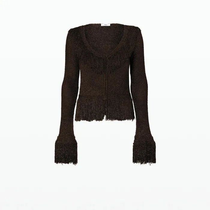 Safiyaa Scarlett Deep Brown Knit Jacket Women Knitwear