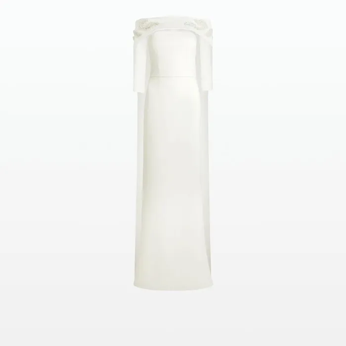 Safiyaa Soshin Ivory Dress With Bellara Curled Leaf Embroidered Harness Women Dresses