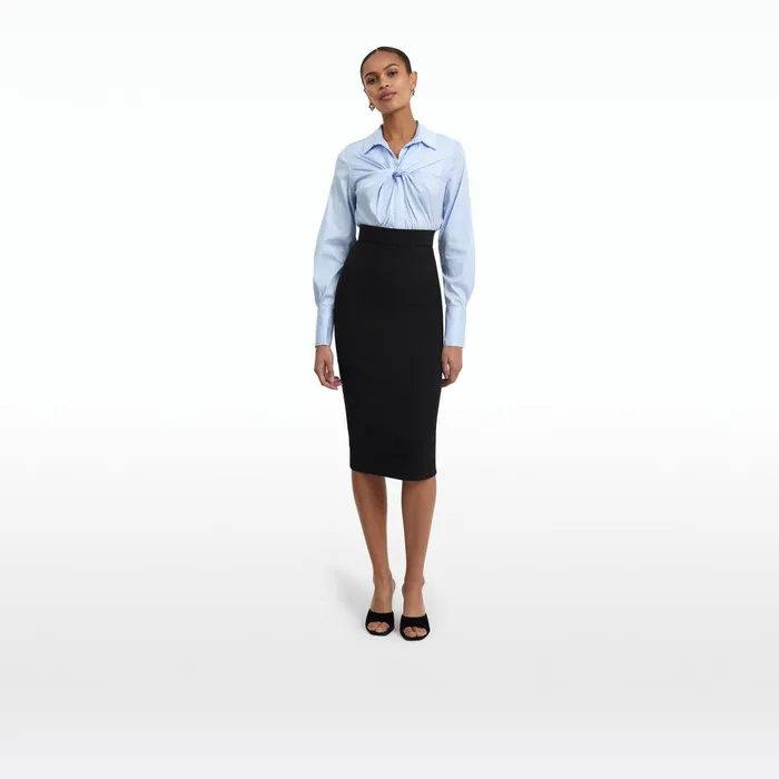 Safiyaa Tallula Blue and White Cotton Top Women Tops