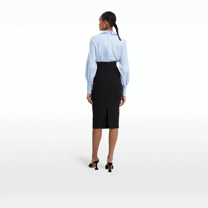 Safiyaa Tallula Blue and White Cotton Top Women Tops