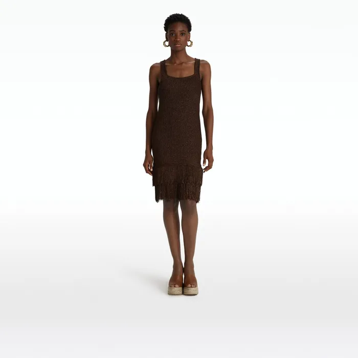 Safiyaa Taylor Deep Brown Knit Dress Women Knitwear