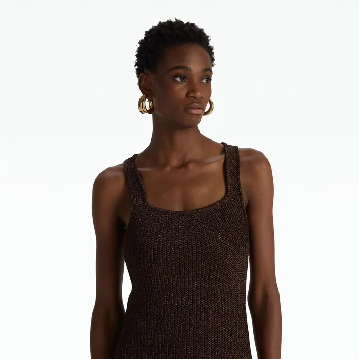Safiyaa Taylor Deep Brown Knit Dress Women Knitwear
