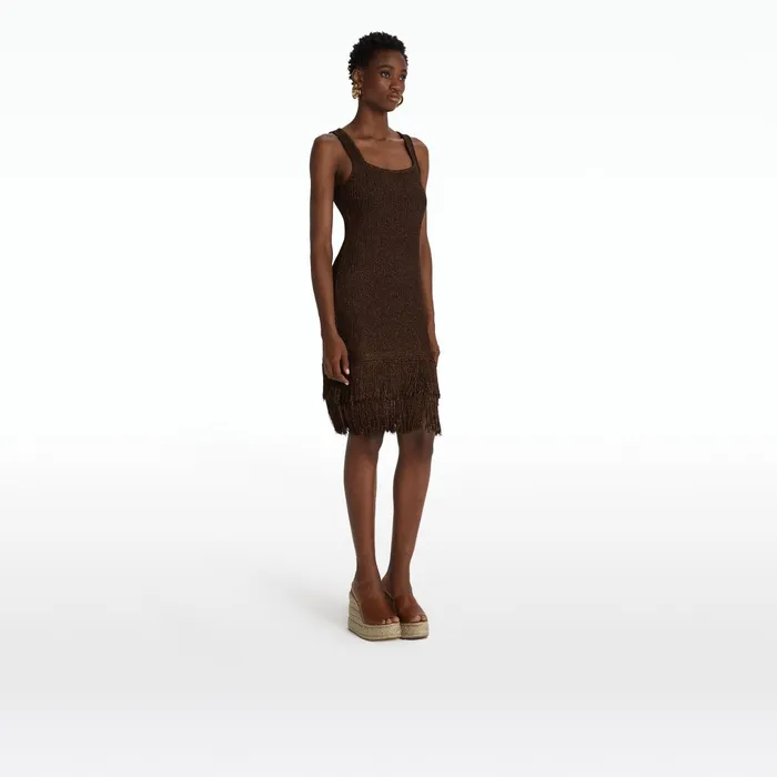 Safiyaa Taylor Deep Brown Knit Dress Women Knitwear