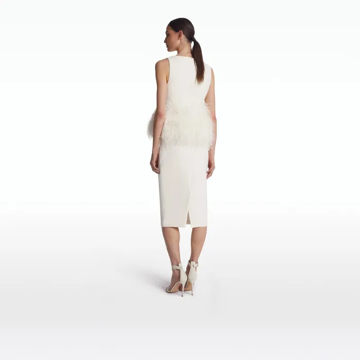 Safiyaa Tessa Ivory FeatherTrimmed Top Women Tops