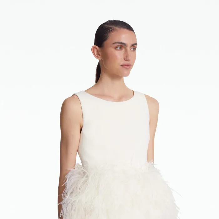 Safiyaa Tessa Ivory FeatherTrimmed Top Women Tops