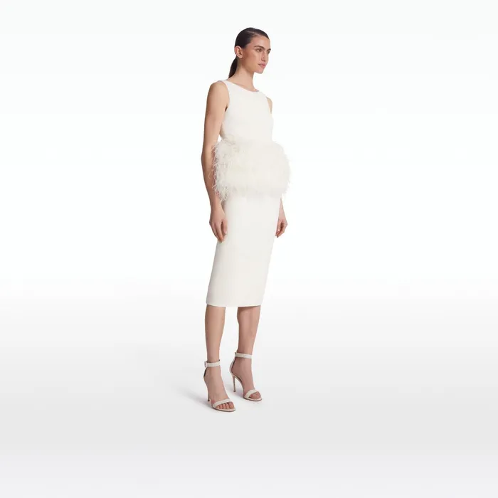 Safiyaa Tessa Ivory FeatherTrimmed Top Women Tops