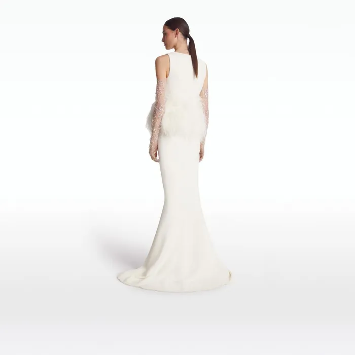 Safiyaa Tessa Ivory FeatherTrimmed Top Women Tops