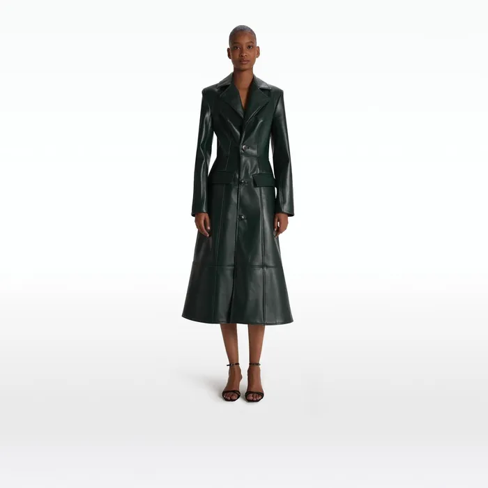 Safiyaa Willow Darkest Spruce Vegan Leather Coat Women Jackets Coats