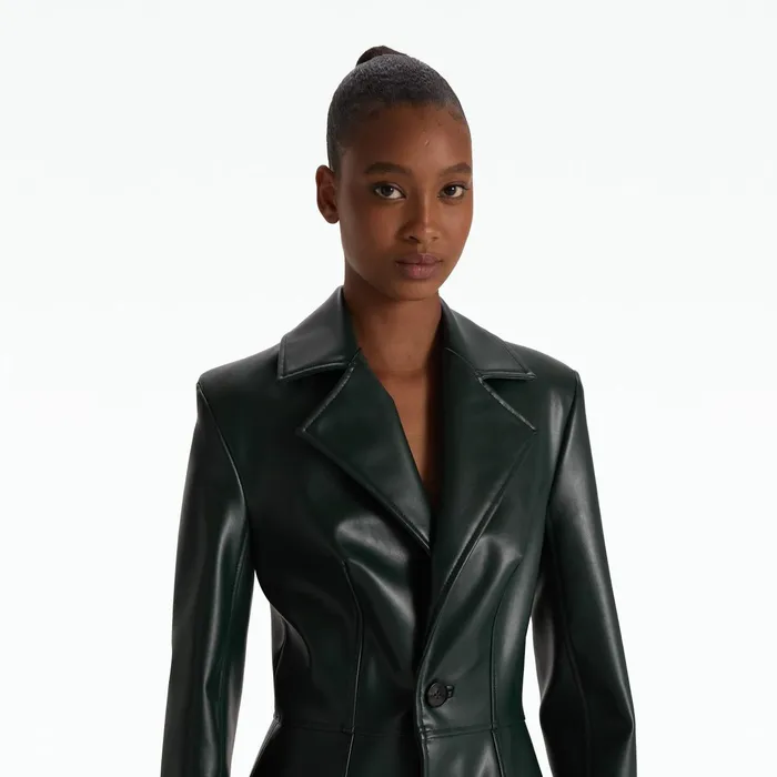 Safiyaa Willow Darkest Spruce Vegan Leather Coat Women Jackets Coats