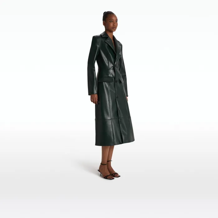 Safiyaa Willow Darkest Spruce Vegan Leather Coat Women Jackets Coats