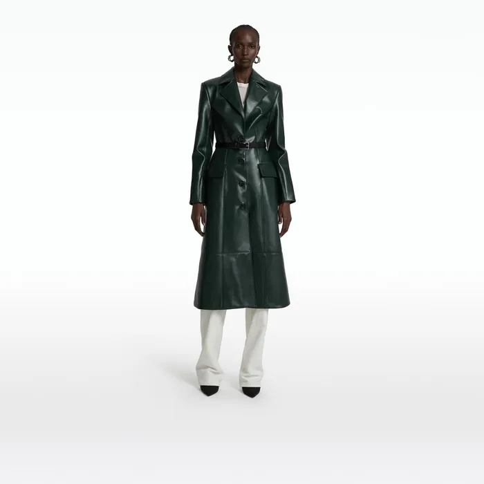 Safiyaa Willow Darkest Spruce Vegan Leather Coat Women Jackets Coats