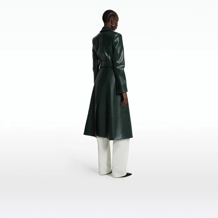Safiyaa Willow Darkest Spruce Vegan Leather Coat Women Jackets Coats