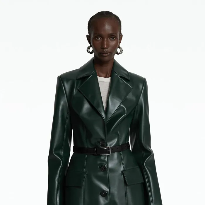 Safiyaa Willow Darkest Spruce Vegan Leather Coat Women Jackets Coats