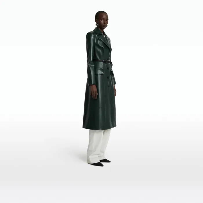 Safiyaa Willow Darkest Spruce Vegan Leather Coat Women Jackets Coats