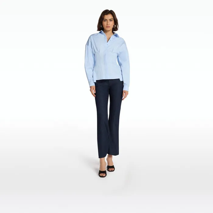 Safiyaa Zelie Pale Blue Cotton Top Women Tops