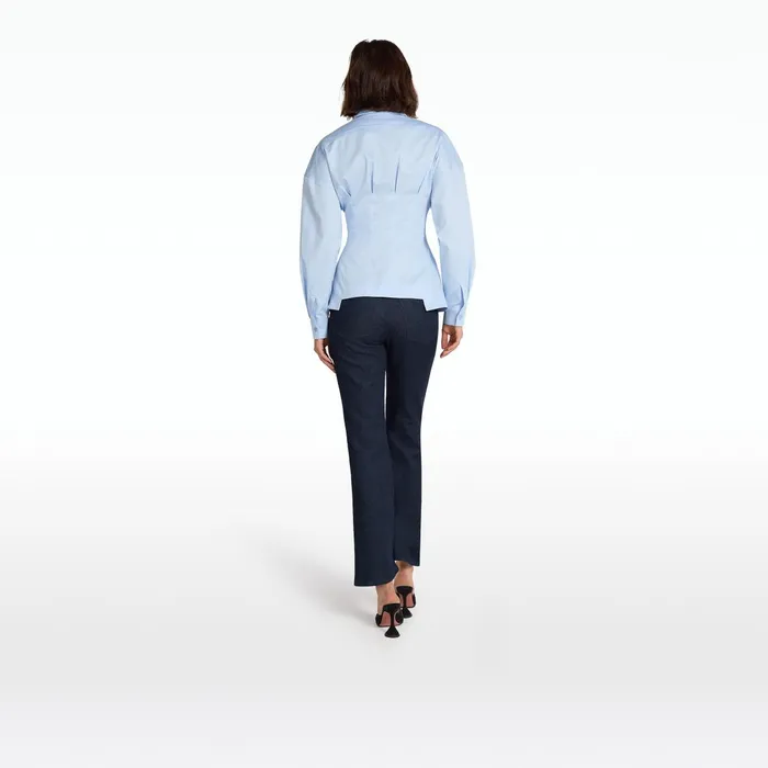 Safiyaa Zelie Pale Blue Cotton Top Women Tops