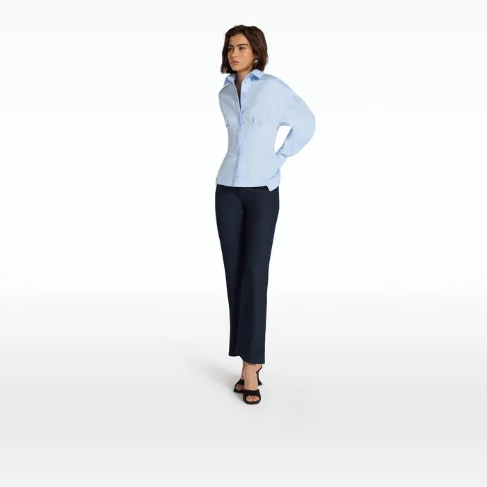 Safiyaa Zelie Pale Blue Cotton Top Women Tops