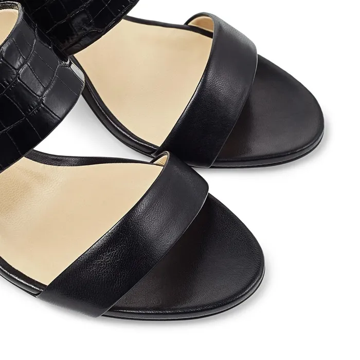 Salise 65 Black Nappa And CrocEmbossed Leather Slingback Sandals Blackblack Women JIMMY CHOO Sandals