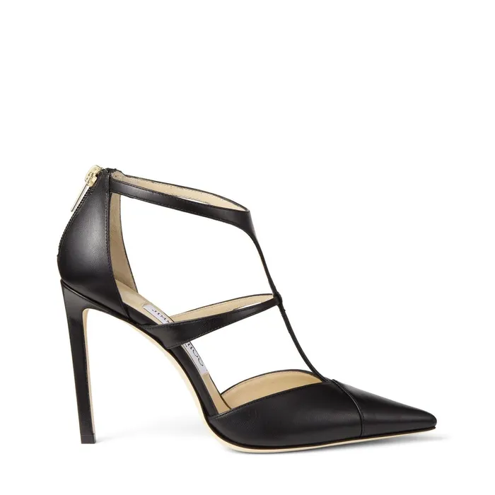 Saoni 100 Black Kid Leather Pumps With T Strap Black Women JIMMY CHOO Pumps