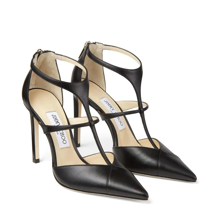 Saoni 100 Black Kid Leather Pumps With T Strap Black Women JIMMY CHOO Pumps
