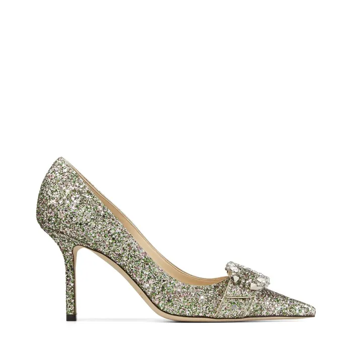 Saresa 85 Peppermint Coarse Glitter Fabric Pumps With Crystal Embellishment Peppermint Women JIMMY CHOO Pumps Saresa 85 Peppermint Coarse Glitter Fabric Pumps With Crystal Embellishment Peppermint Women JIMMY CHOO Pumps