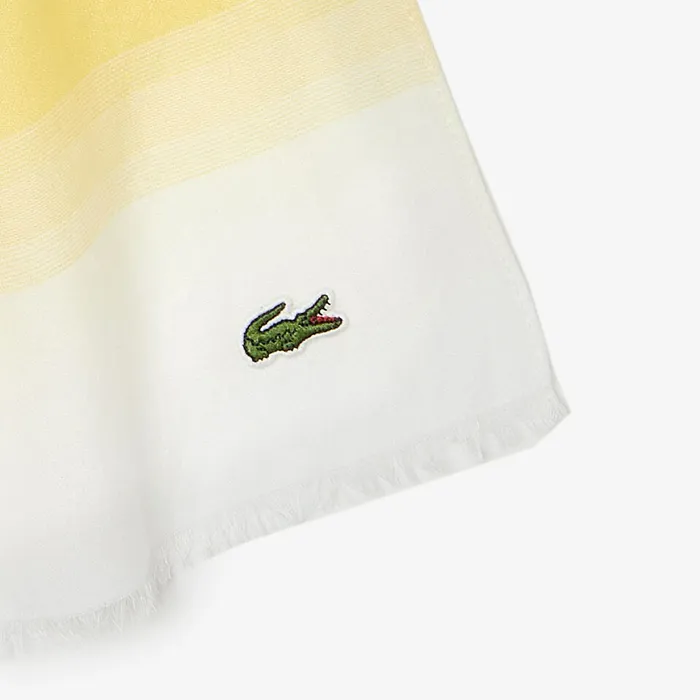Scarves Lacoste Mens Made In France Organic Cotton Ombr Scarf WhiteYellow Popular