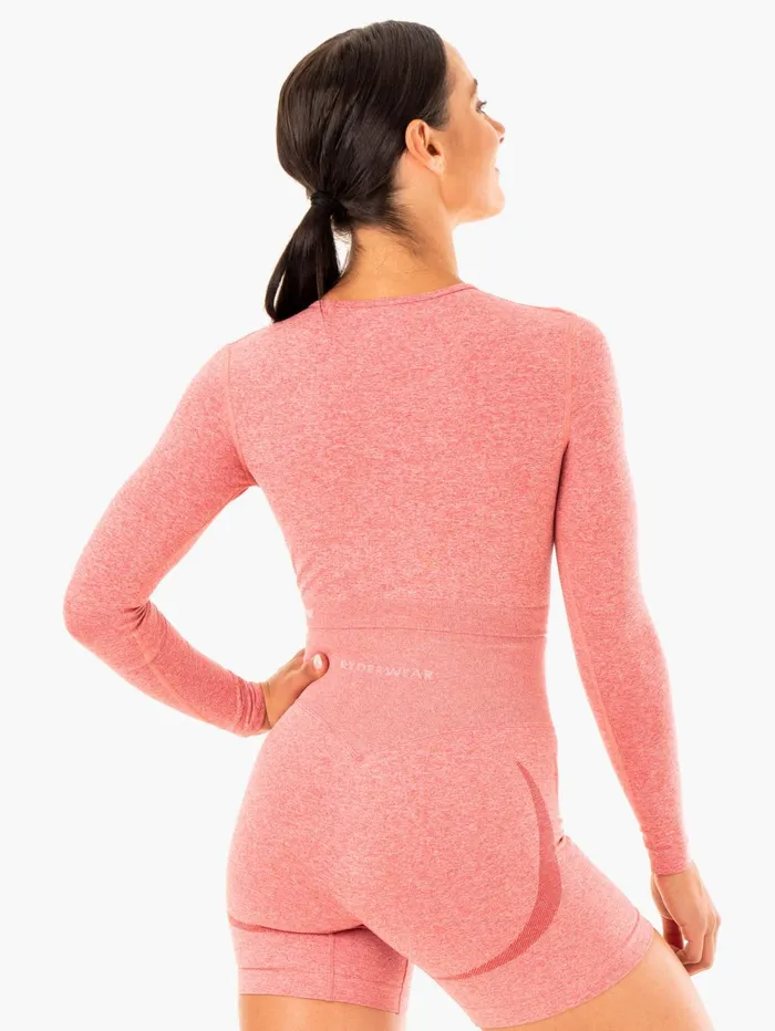 Sculpt Seamless Long Sleeve Top 8211 Pink Marl Women Ryderwear Tops