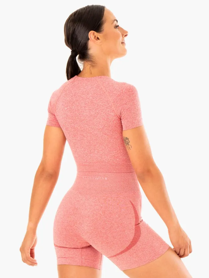 Sculpt Seamless TShirt 8211 Pink Marl Women Ryderwear Tops