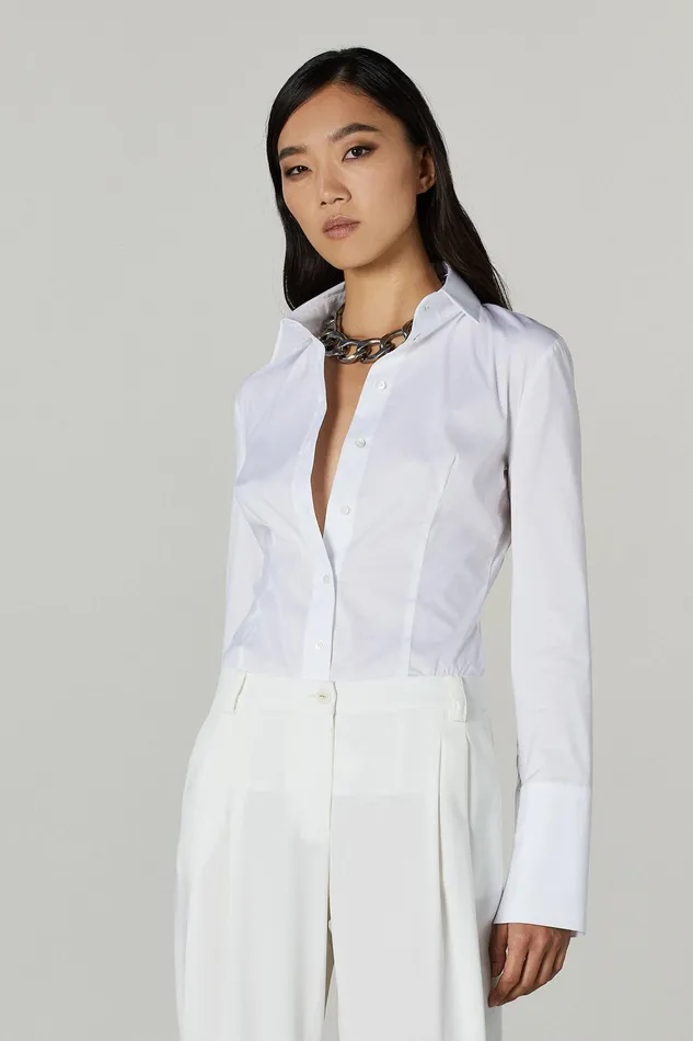 Shirts Women Patrizia Pepe LongSleeved Shirt Bianco Ottico