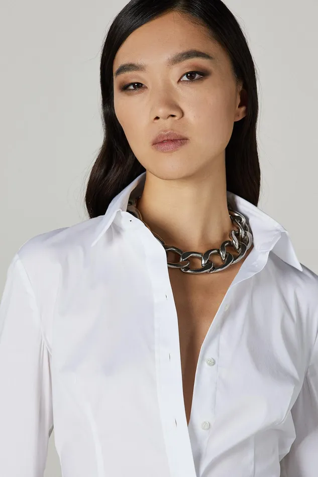 Shirts Women Patrizia Pepe LongSleeved Shirt Bianco Ottico