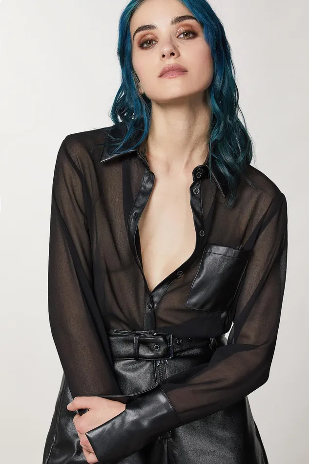 Shirts Women Patrizia Pepe Regular Fit Crepe Shirt Nero