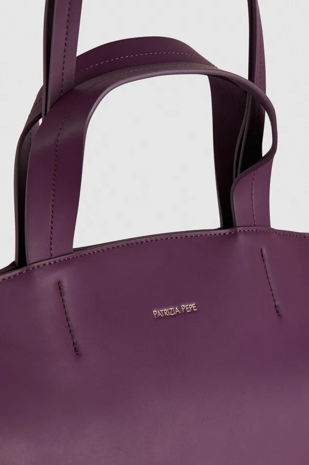 Shoppers Women Patrizia Pepe Leather Shopper Futuristic Purple