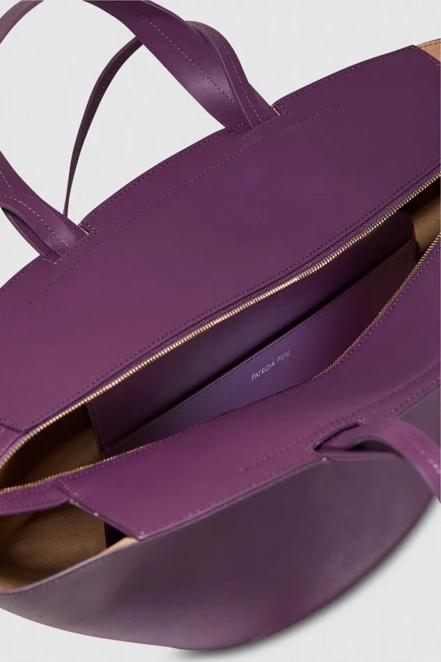 Shoppers Women Patrizia Pepe Leather Shopper Futuristic Purple