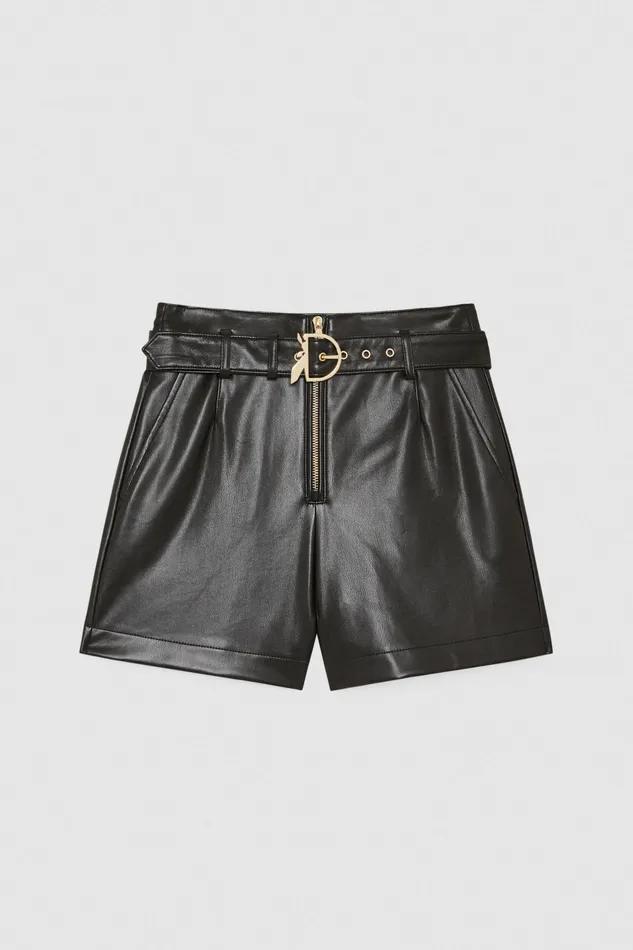 Shorts Women Patrizia Pepe HighWaisted Shorts In Coated Fabric Nero