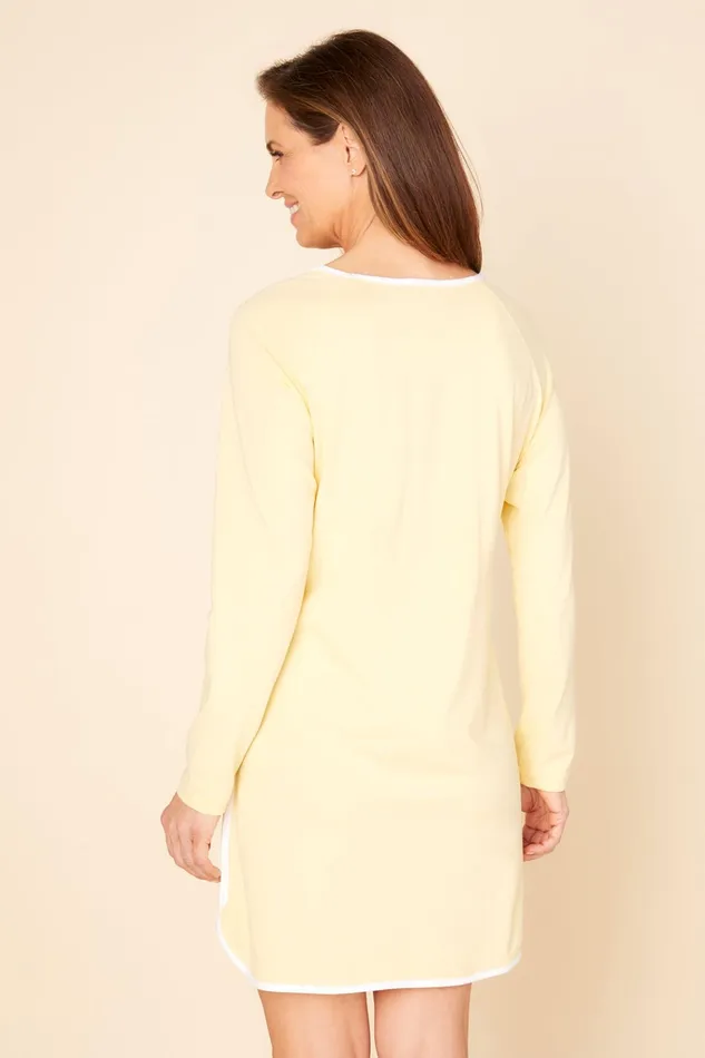 Sleep Shirts Women Cosabella Florida Lounge Long Sleeve Night Sleepshirt Limonewhite