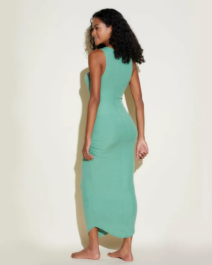 Sleep Shirts Women Cosabella Molly Midi Henley Dress Verde De Mer