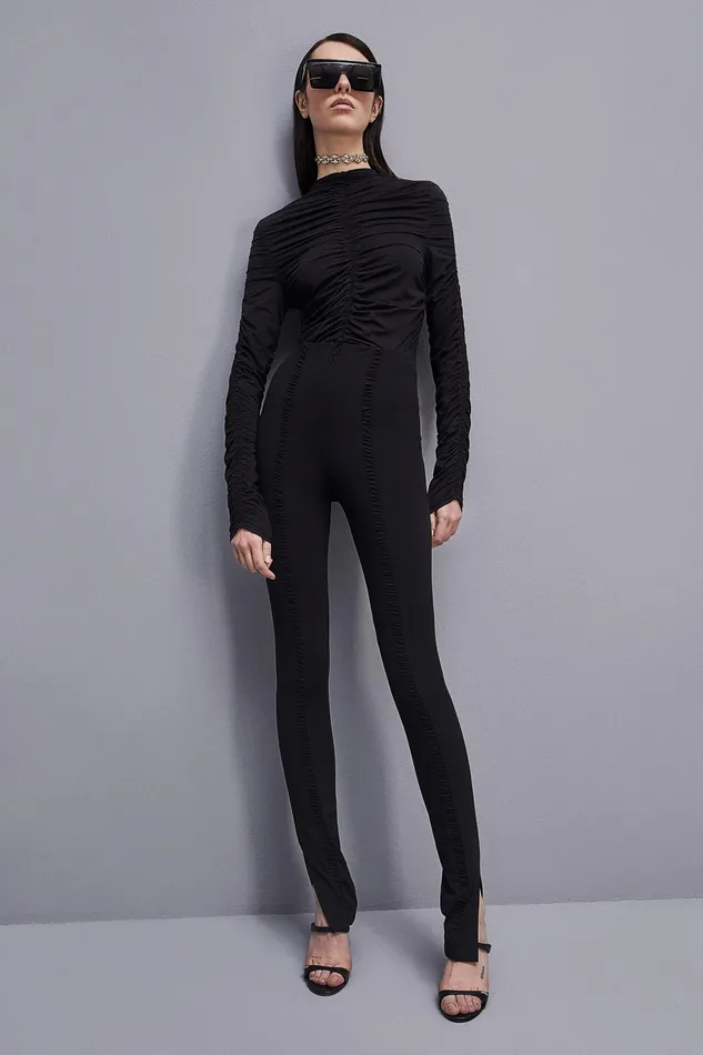 Slim and Skinny Women Patrizia Pepe Essential Technical Jersey Leggings Nero
