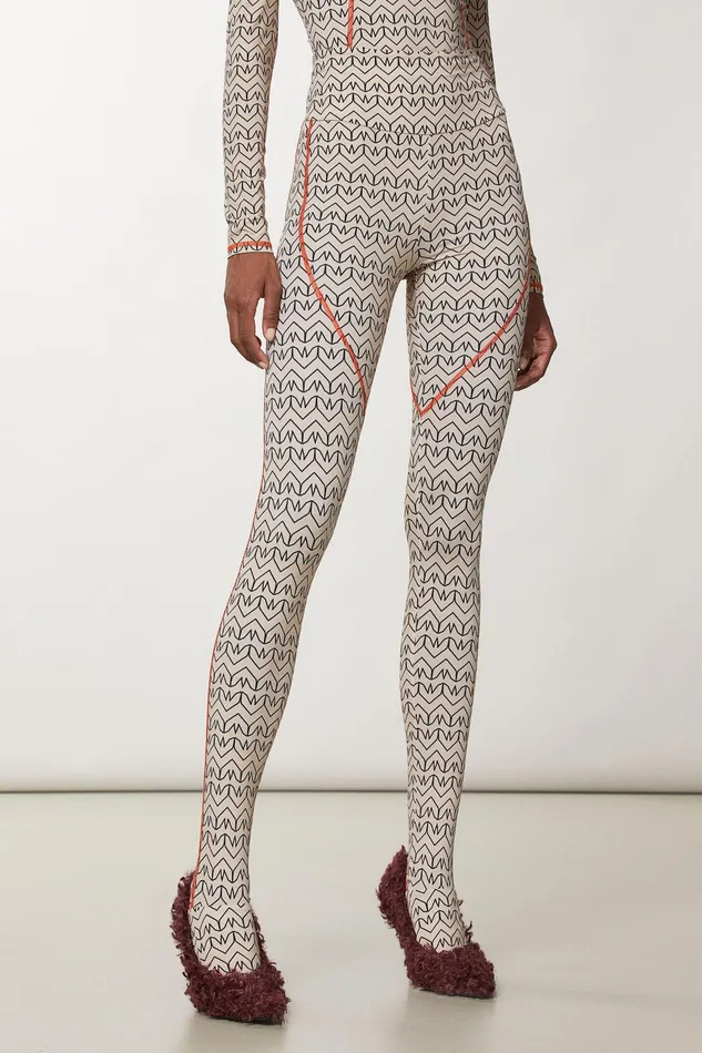 Slim and Skinny Women Patrizia Pepe Monogram Print Skinny Pants Craft Beige Monogram
