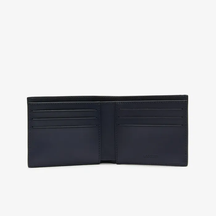 Small Leather Goods Lacoste Mens Bifold Leather Wallet Peacoat Popular