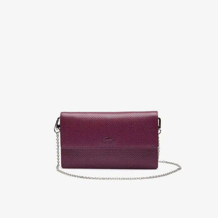 Small Leather Goods Lacoste Womens Chantaco Chain Clutch Grape Wine Near Me