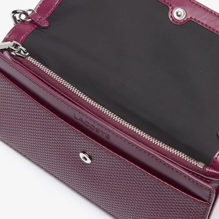 Small Leather Goods Lacoste Womens Chantaco Chain Clutch Grape Wine Near Me