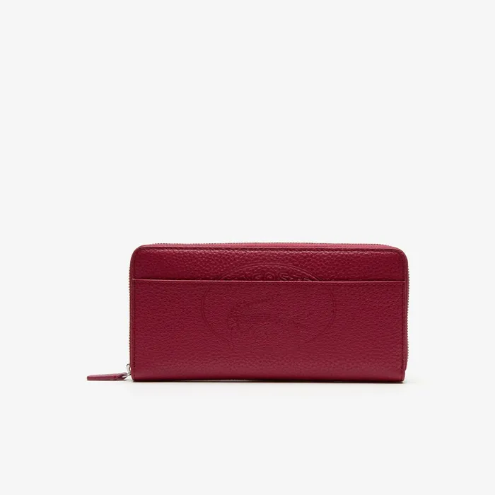 Small Leather Goods Lacoste Womens Croco Crew Grained Leather Zip Wallet Sangria Casaul Small Leather Goods Lacoste Womens Croco Crew Grained Leather Zip Wallet Sangria Casaul