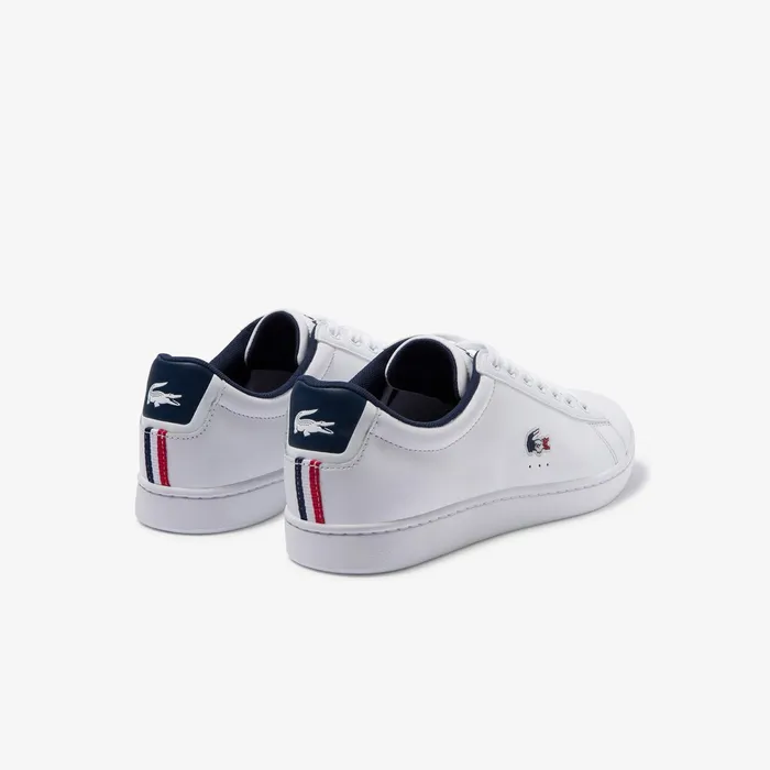 Sneakers Lacoste Mens Carnaby Evo Leather and Synthetic Sneakers WhiteNavyRed Outlet Factory