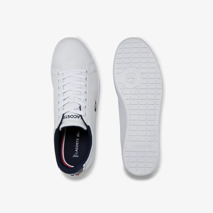 Sneakers Lacoste Mens Carnaby Evo Leather and Synthetic Sneakers WhiteNavyRed Outlet Factory